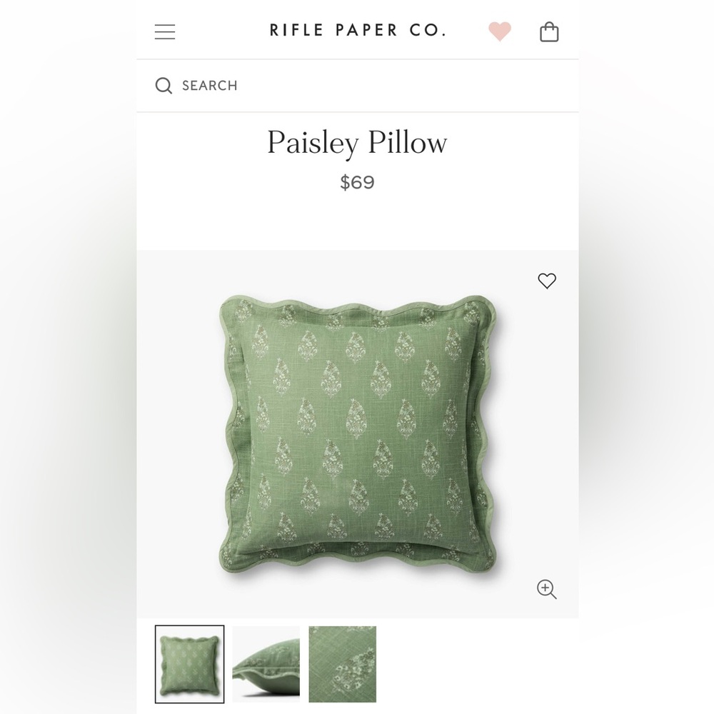 Rifle Paper Co. Green Floral Accent Pillow